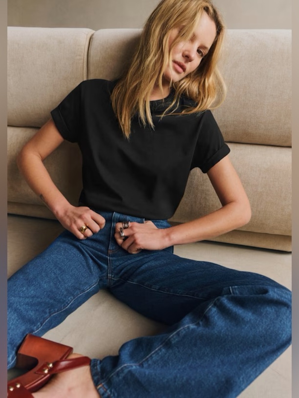 NWT Sezane Black Conrad T Shirt. Medium.